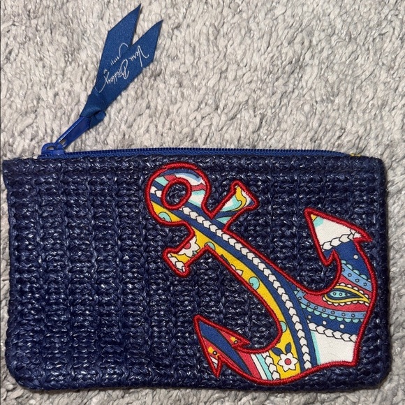Vera Bradley Handbags - Vera Bradley Navy Woven Zip Pouch with Colorful Anchor Patch summer coin purse